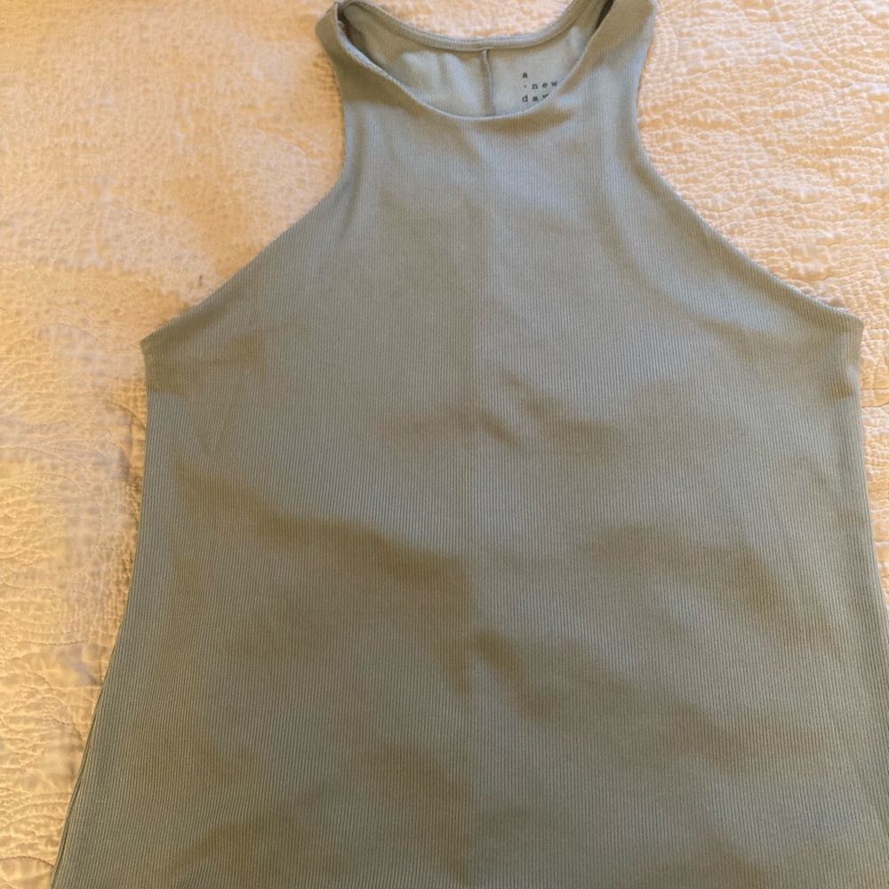 a new day Sage Green Ribbed High-Neck Tank